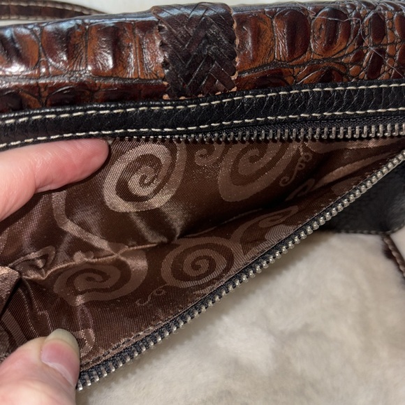 Brighton Leather Embossed Crocodile Wallet Crossbody Shoulder Bag 4" x 7.5" - Picture 16 of 17